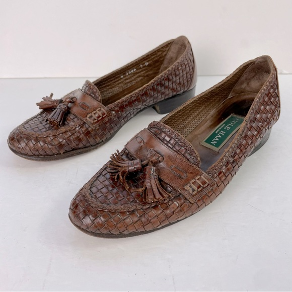 Cole Haan Shoes - Cole‎ Haan Brown Woven Leather Tassel Loafers